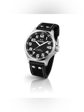 TW Steel Black Dial Stainless Steel Men's Watch with Black Leather Strap
